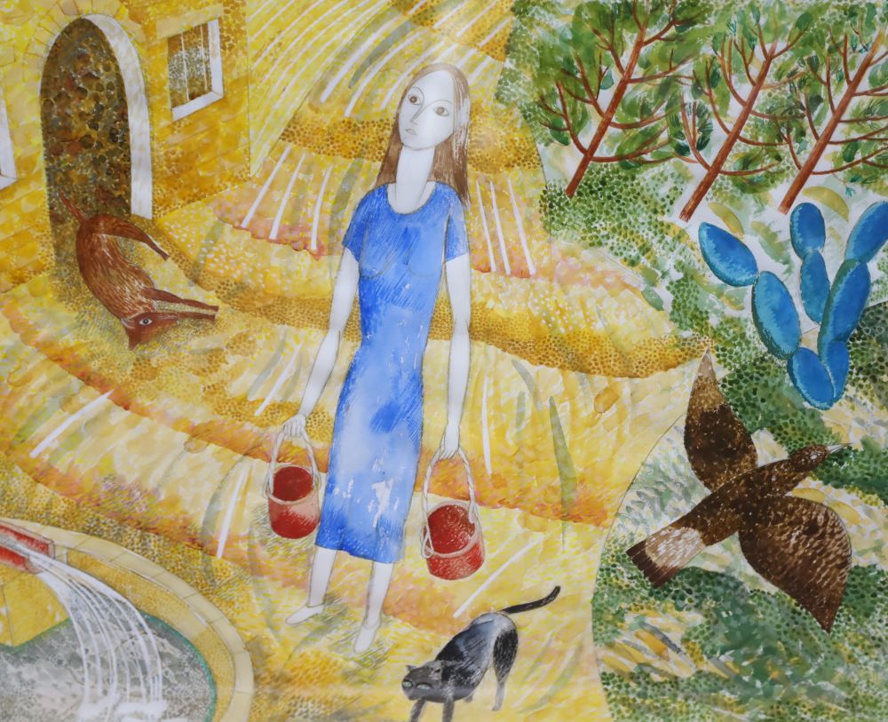 Noel White, watercolour, Mary at the Virgins spring, signed and dated 1995, 47 x 58cm